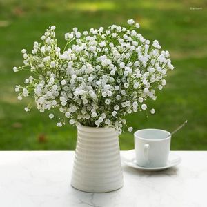 Flores decorativas 15 polegadas branco gypsophila casamento artificial diy buquê decoração arranjo plástico bebês respiração flor falsa casa dez