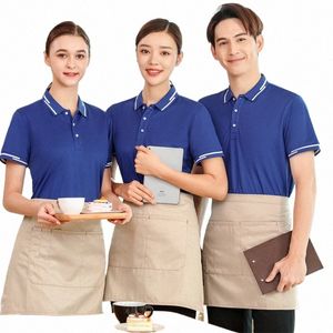 Summer Hotel Restaurant Catering T-shirt Chiński gorący garnek Grupa Grupa kelner kelnerowa koszula polo Customizati B87o#