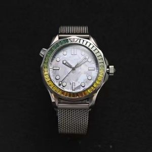 High quality Japanese movement automatic diving watch tribute 007 novel author Diamond bezel Unique dial Natural silicon crystal dial gradient luxury watch1