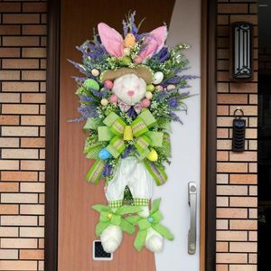 Decorative Flowers Easter Egg Wreath For Front Door Craft Indoor Decoration Ornaments Welcome Garland Living Room Home Party Porch