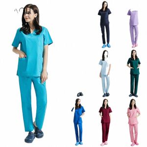 novo Multicolor Poliéster Cott Cor Sólida Beleza Sal Nursing Lab Pet Shop Scrub Uniform Work Clothes n0ht #