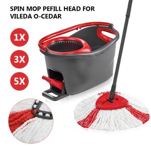 Jaquetas 1/3/5pcs Substituição Microfibra Spin Mop Cabeça de recarga limpa para Vileda Ocedar Easywring Ferramentas de limpeza doméstica Acessórios para esfregão