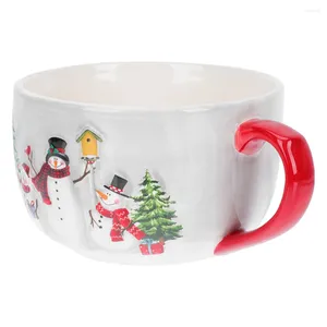 Bicchieri da vino Pupazzo di neve di Natale Tazza da caffè Tazze in ceramica Tazza da tè in porcellana da viaggio Cereali per colazione Farina d'avena per regalo