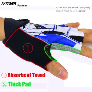 X-Tiger Top Quality Cycling Gloves Half Finger Bike Gloves Sockproof Mtb Mountain Bicycle Gloves Men Sport Cycling Clothings