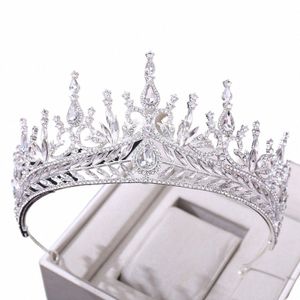 1pc new wedding headdr hair band luxury crystal encrusted red baroque bride big crown hair accories crown 89tZ#