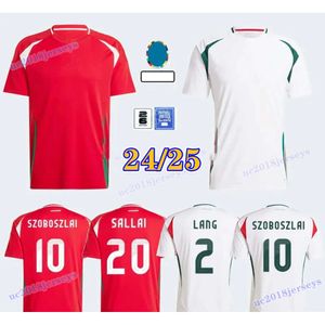 24 25 Camisetas Hungarys Soccer Jersey 2024ユーロカップハンガリーナショナルチームホームレッドアウェイホワイトSzoboszlaiフットボールシャツRoland Gazdag