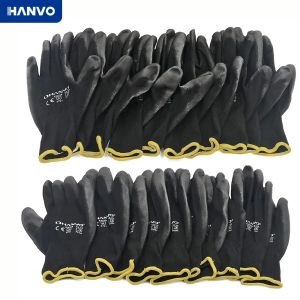 Partihandel Handskydd Arbetshandskar Flexibel PU -belagd nitril Säkerhetshandske för mekaniker Arbetande Nylon Cotton Palm CE EN388 OEM