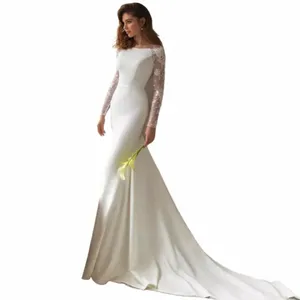 2024 di lusso arabo sirena matrimonio Dr Dubai cristalli scintillanti maniche Lg abiti da sposa corte dei treni gonna in raso robe de mariee f3U7 #