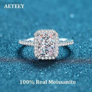 Pierścionki ślubne Aeteey Moissanite Diamond Pierścień kwadratowy D Color 1ct 2ct Real 925 Srebrne dla kobiet Wedding Fine Jewelry VVS Clarity Ri019 24329