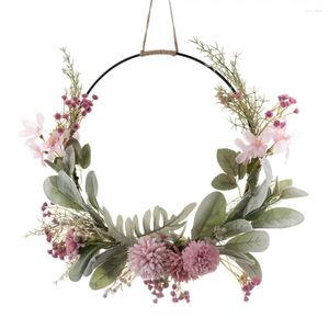 装飾的な花デリケートリースペンダント人工吊りドアの葉の壁の結婚式のための円飾り飾り