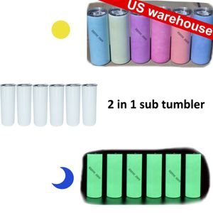 Dwie funkcje 20 unz sublimacja kubek glow w ciemnym kolorze UV ​​Chang Shimmer US WAREHOHOHEHER186A