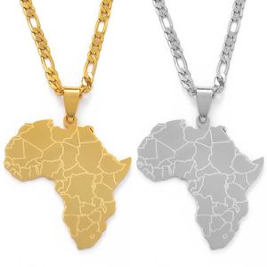 Anniyo Africa Map Pendant Halsband Kvinnor Män Silverfärg Guldfärg Afrikanska smycken #077621B H0918271V