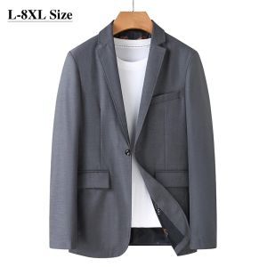 Jackor 8xl 7xl 6xl Men's Business Casual Blazer Plus Size Solid Color Sacka Jacket Klänning Arbetskläder överdimensionerade rockar Male Black Grey