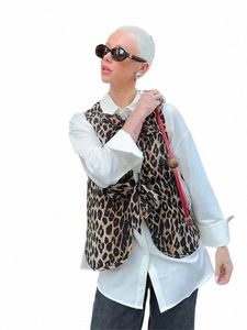 Cool Printing Leopard Vest Kvinnor 2024 Spring Summer STEVEL LACE UP CARDIGAN VESTS FÖR KVINNA HIGH STREET LADER Nya toppar B5B8#