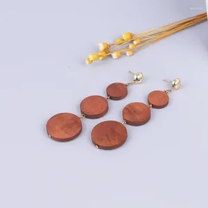 Dangle Earrings 2024 Wood For Women Vintage Colorful Personality Round Boho Fashion Star Selling Products Statement
