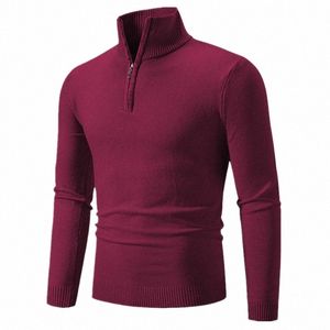 autumn Men's Thicker Half Zipper Sweaters Pullover for Male Hoody Man Sweatshir Spring Solid Color Turtleneck Swewatshirts E04w#