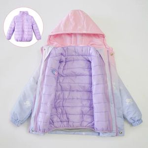 Jackets Children SKi Suit 2024 Korean Kids Winter Jacket Gradient Color Teens Girls Coat Detachable Padding Baby Snowsuit Clothes XMP93