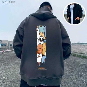 Herrtröjor tröjor japanska kawaii anime grafik tryck män dragkedja hoodie hoodie hoodie hoodie spår kostym y2k retro sport shirtl2403