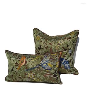 Poduszka 2024 American Country Cover Couch Cape Dekoracyjny Vintage Forest Green Leaf Parrot Jacquard Sofa krzesło