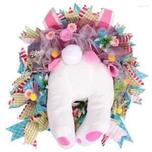 Promozione fiori decorativi!Decorazione per porta di Pasqua BuWreath Decorazioni anteriori Ghirlanda da appendere per interni ed esterni primaverili