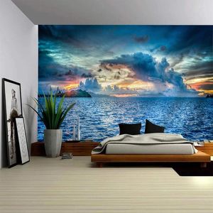 Wandteppiche, Himmel, Meer, Strand, Wandteppich, Wandkunst, große Pografie, Hintergrund, Vorhänge, Wohnzimmer-Dekoration
