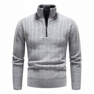 Högkvalitativa män vinter tjockare varm stand-up krage cardigans tröjor män pullover tröjor smala fiit casual turtlenecks 3xl k7ex#