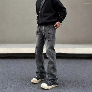Mäns jeans Guke Vintage nödställda mikro-flare Svart slant rakbens unisex high street långa byxor