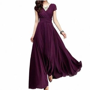 2024 delle donne di estate elegante Chiff Dr oversize sexy Lg Dres femminile con scollo a V di lusso Boho sera Maxi partito Dr Abiti r4X7 #