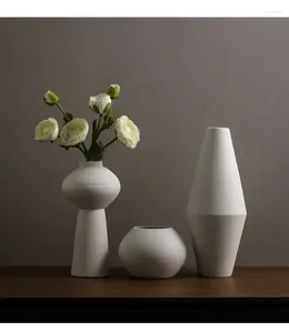 Vasi Produzione BHM Vaso moderno in ceramica bianca nordica Stoviglie in porcellana di lusso Set unici fatti a mano