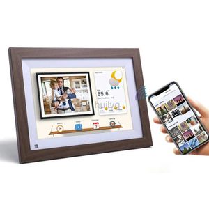 Digitale Bilderrahmen, WLAN-Cloud-Fotorahmen, 10,1 Zoll, Holzrahmen, iOS-Android-App, Remote-Touchscreen mit 178 Betrachtungswinkel, intelligenter digitaler Rahmen 24329