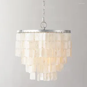 Lustres 5 luzes Shell Chandelier Art Deco Vintage Prata Iluminação Retro Decorativa Cozinha Italiana Quarto Foyer