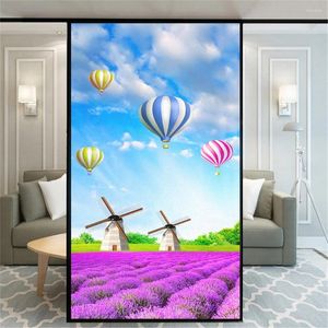 Window Stickers Privacy Windows Film Garden Scenery Stained Glass Inget lim Static Cling Decorative Frosted Films