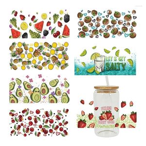 Window Stickers UV DTF Transfer Sticker Summer Fruit för 16oz Libbey Glasse Wraps Bottles Cup Can DIY Waterproof Custom Decals D6997