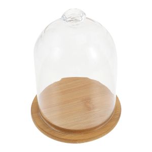 Vases Glass Cover Plant Dustproof Vase Bell Jar Wood Transparent Dome Microlandscape Display