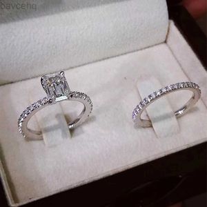 Bröllopsringar Huitan Högkvalitativ geometrisk kubikzirkoniumuppsättningar Ringar Fashion Jewelry for Women Eternity Wedding Trend Engagement Accessories 24329