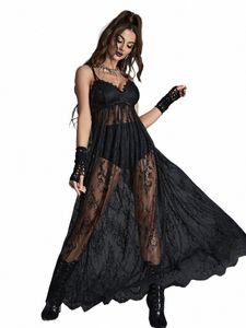 dark Sexy Lace Spliced Suspender Skirt Autumn New Fi Printed Perspective Dr Women's Clothing e9od#