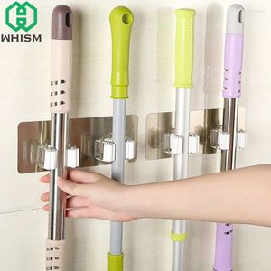 Hooks Whism Wall Mount Mop Holder Plastic Adhesive Shelf Cleaning Brush Rack Broom Kök förvaring Badrumsorganisatör