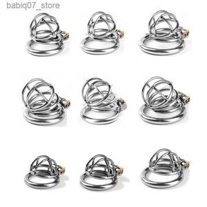 Outros itens de massagem Adulto Metal Chastity Lock Masculino SM Penile Cage Binding Dark Lock Anel peniano de aço inoxidável Q240329