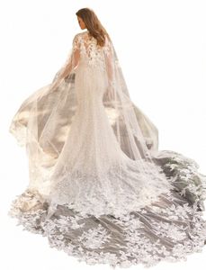Przylądek dla nowożeńców z koronkowym szalą szal Wedding Cloak Custom Made Bridal Wedding Accories Cape Dr Wedding Bolero Women C9rd#