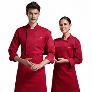 lg Sleeve Kitchen Chef Jackets Restaurant Double Breasted Shirt Uniform Catering Services Cook Clothes Hotel Waiter Overalls m8i4#