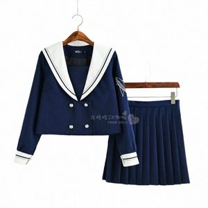 LG SLEEVE JAPANSKA JK SETS SKOLDIRIMENT Girls Deep Sea Whale Spring Autumn High School Women Novelty Sailor Suits Uniforms L56Z#