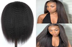 HCDIVA Lace Front Wigs 13x4 Kinky Straight Human Hair Wigs for Black Women Glueless Yaki Straight Virgin Brazilian Hair Lace Wig w8712286