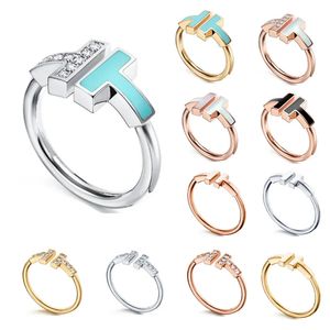 Klasyczny projekt marki biżuterii mody Pierścień, Pierścień Shamrock, Sterling Sier Ring, Mosang Diamond Ring, Double T Oryginalny pierścień