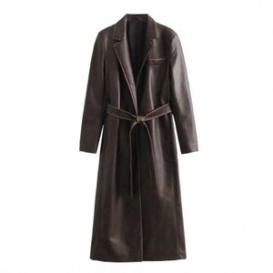 unizera 2023 Autumn/Winter New Women's Wear New Fi, Casual, Retro, Old Made Lace up Lg Coat Coat Coat j6hy#