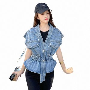 Waistcoat Jacket Ladies Fi Denim Vest Women's Summer Top 2023 New Korean All-Match Short Jean Waistcoat Top Jackets H52W#