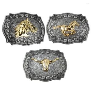 Bälten Long Horn Belt Buckle Vintage Western Big Cowboy Metal for Men Head