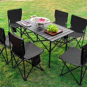 Camp Furniture AOLIVIYA Official Factory Wholesale Outdoor Folding Tables And Chairs Egg Roll Table Portable Round Picnic Camping