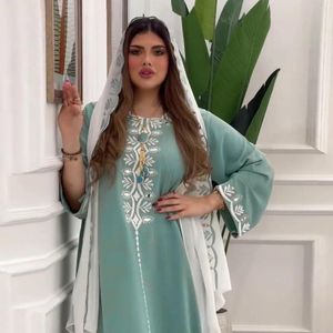 Abbigliamento etnico Abito musulmano Abaya Dubai Abito Kebaya ricamato Abito a maniche lunghe Marocchino Jalabiya Kaftan Islam Oman Abiti da donna Eid