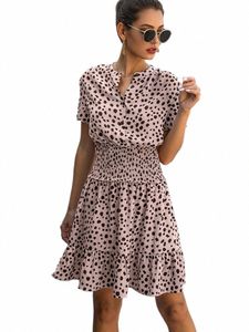 Dr Женская леопардовая повседневная черная летняя мини-платье с рюшами Женская фиолетовая женская одежда с талией S12j #