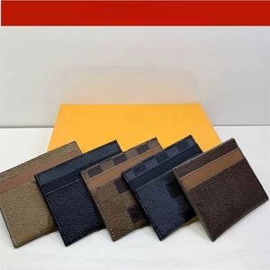 Ny designer korthållare plånbok kort fodral handväska kvalitet påse quiltade äkta läder kvinnliga män purses mens nyckelring kredit mynt koppling mini väska brun duk